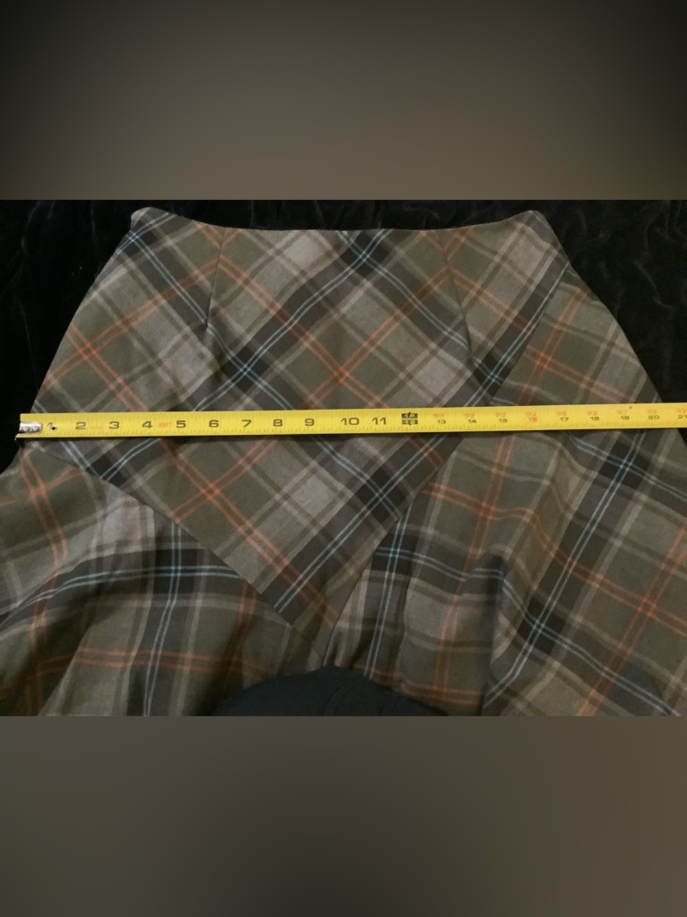 Jessica Olive Plaid Skirt with Orange & Blue Accents - Picture 9 of 10